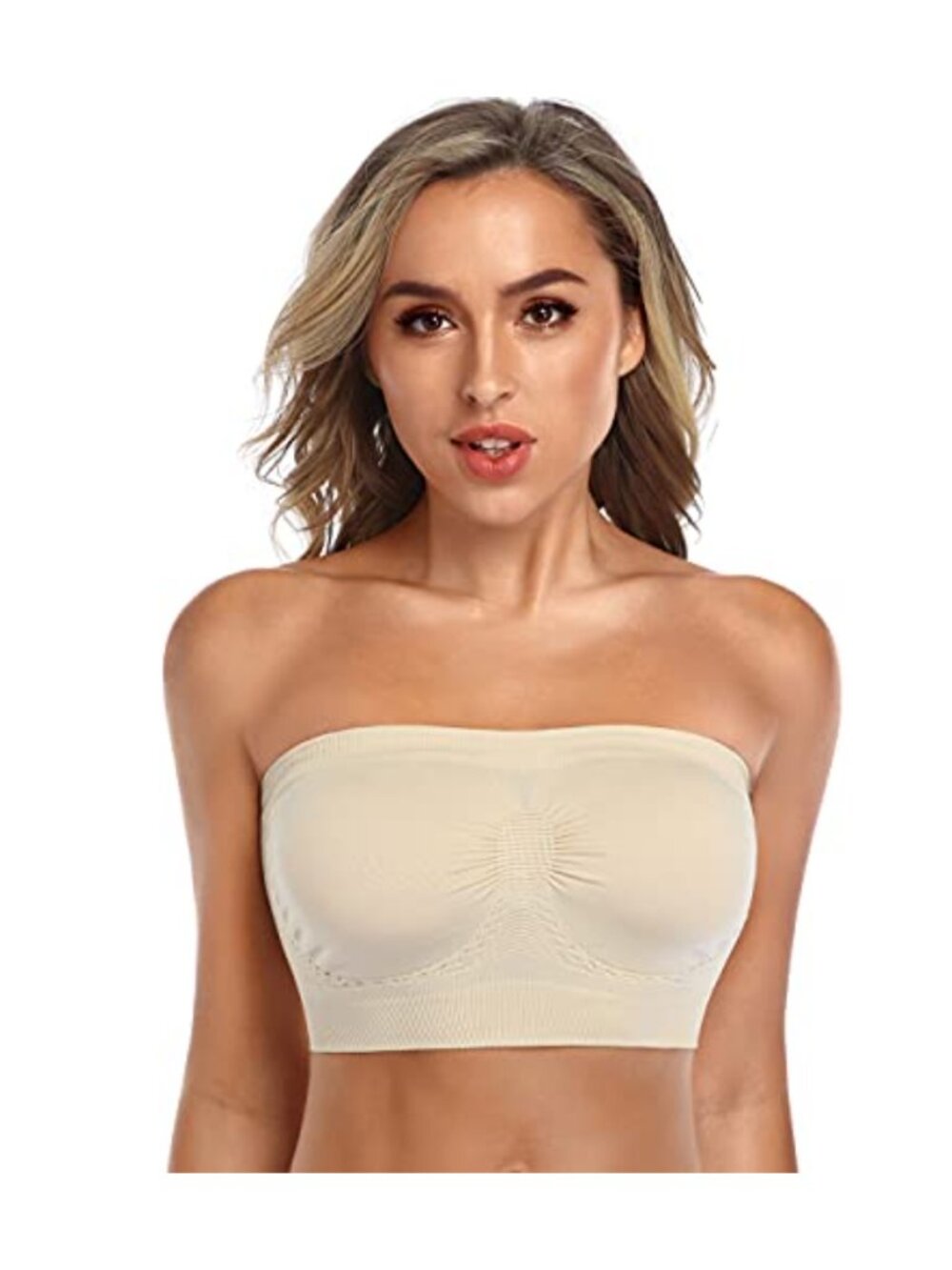 Strapless Comfort Wireless Bra with Slip Silicone Bandeau Bralette Tube Top